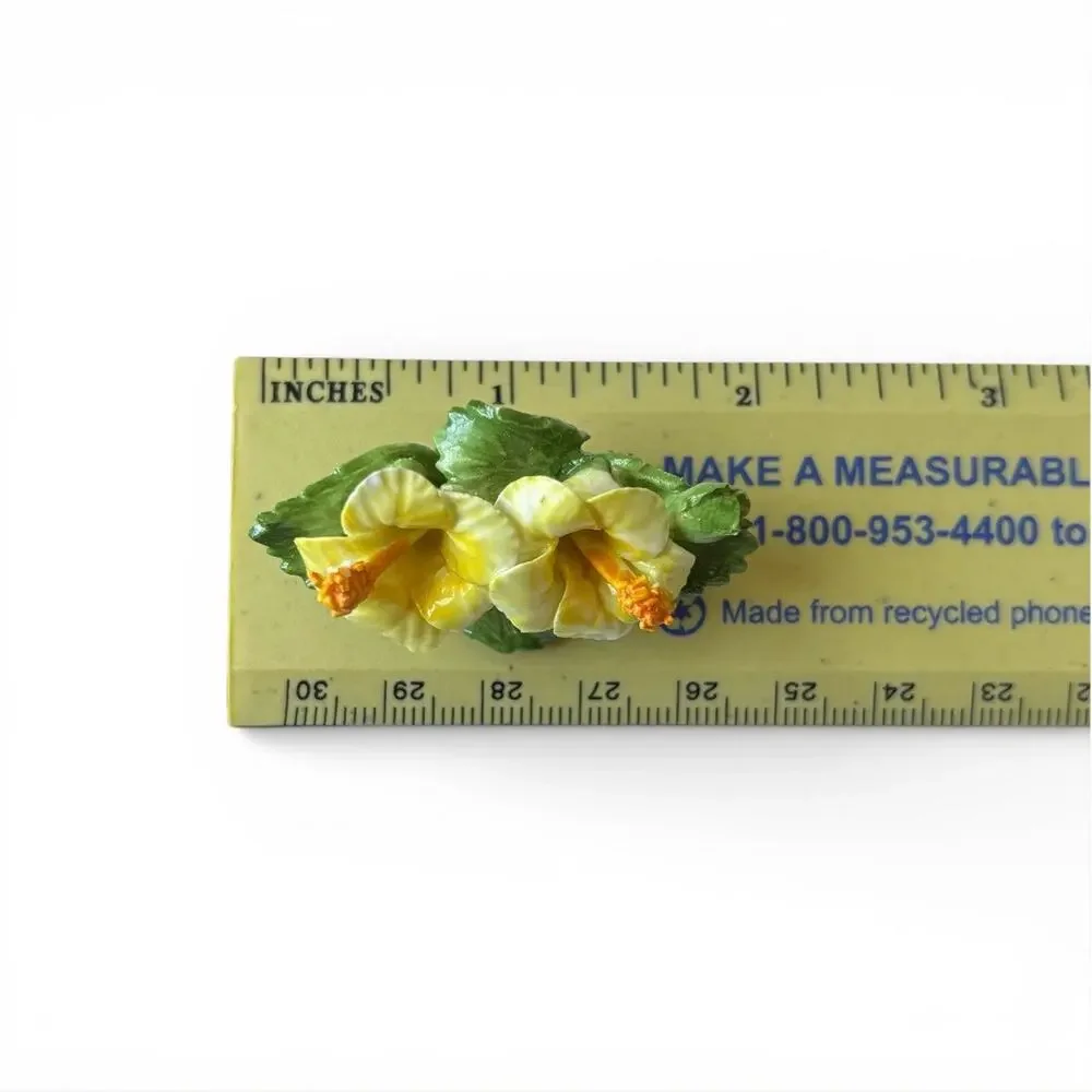 Denton China Porcelain Yellow Flower 2” Brooch - Made In England